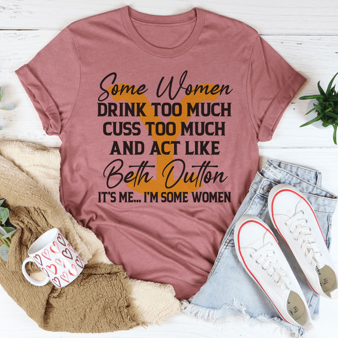 Women’s graphic T-shirt in mauve pink, short sleeves, bold front quote
