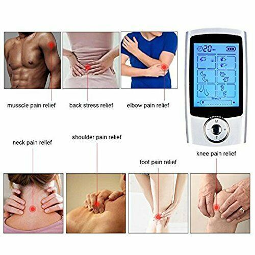 Sore No More relaxer device with body pain-relief diagram and electrode pads
