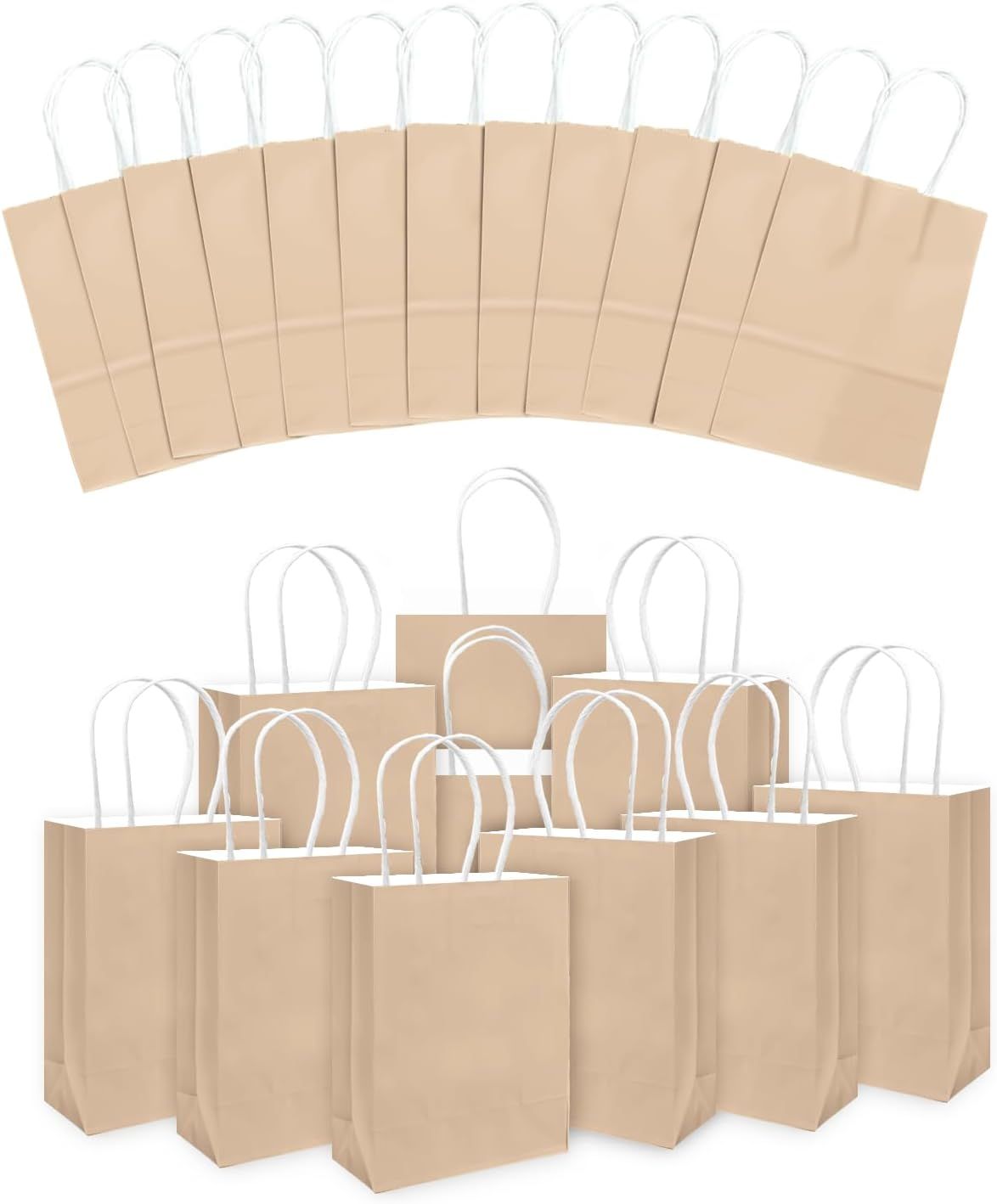 30PCS Medium Gift Bag with Handles Bulk 11"x5"x8" Gift Bags Almond Yellow Bags Multiple Uses (Medium Size)