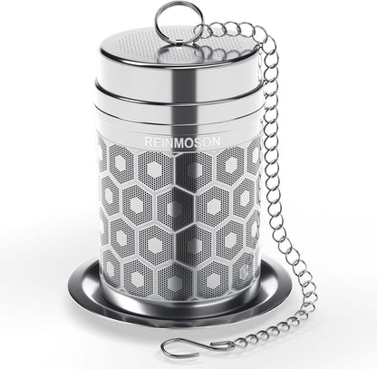 Tea Strainers for Loose Tea, Extra Fine Mesh Tea Infuser, 304 Stainless Steel & Updated Slim Threaded Lid, Loose Leaf Tea Steeper for Black Tea, Rooibos, etc