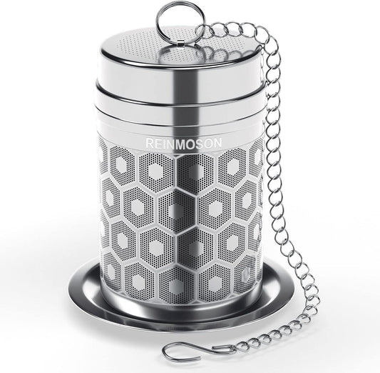 Tea Strainers for Loose Tea, Extra Fine Mesh Tea Infuser, 304 Stainless Steel & Updated Slim Threaded Lid, Loose Leaf Tea Steeper for Black Tea, Rooibos, etc