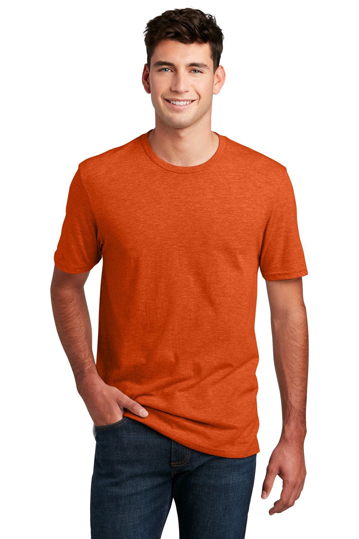 Men's heathered crew-neck CVC tee in orange