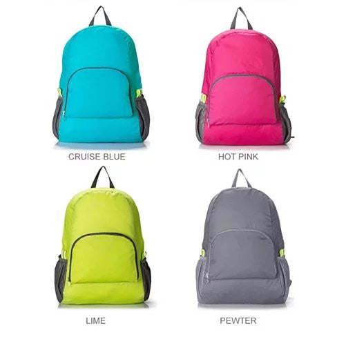 Ahana bag-in-bag backpack four colors: cruise blue, hot pink, lime, pewter