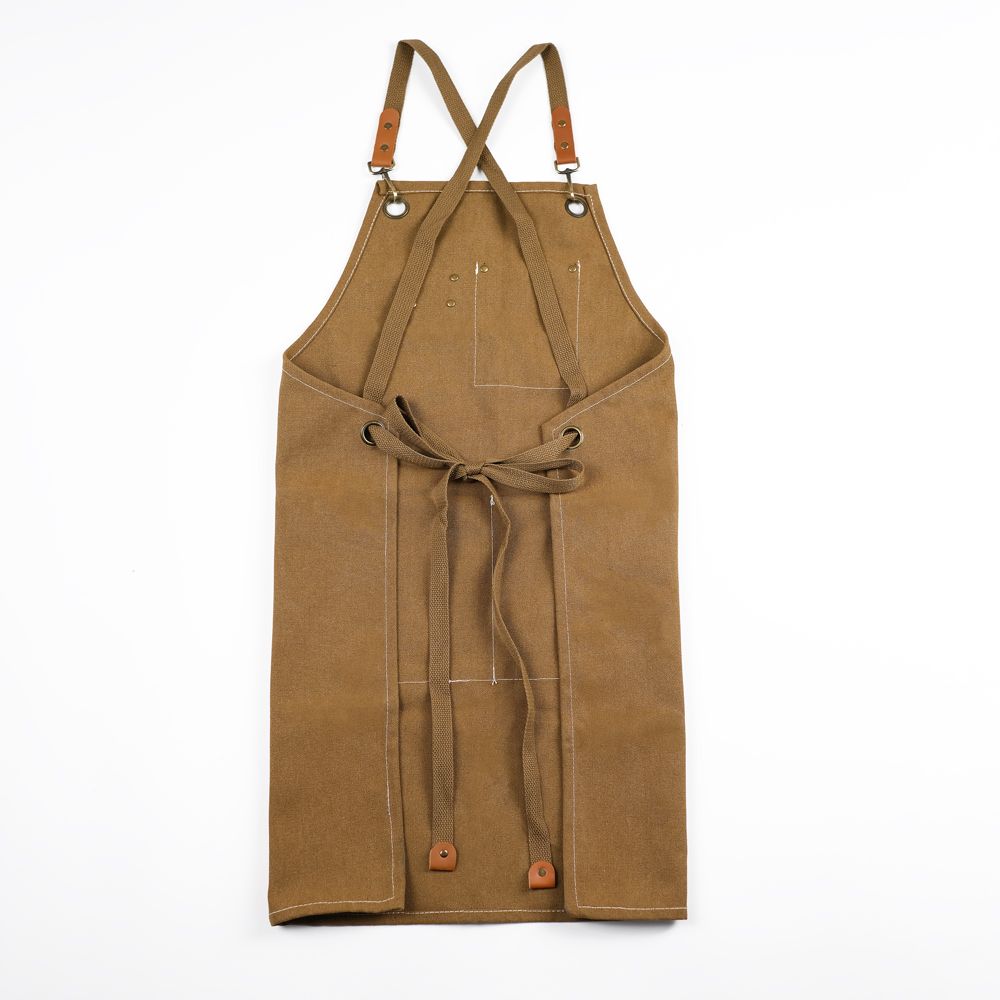 Xemussa Chef Aprons for Men Women with Large Pockets, Cotton Canvas Cross Back Heavy Duty Adjustable Work Apron, Size M to XXL