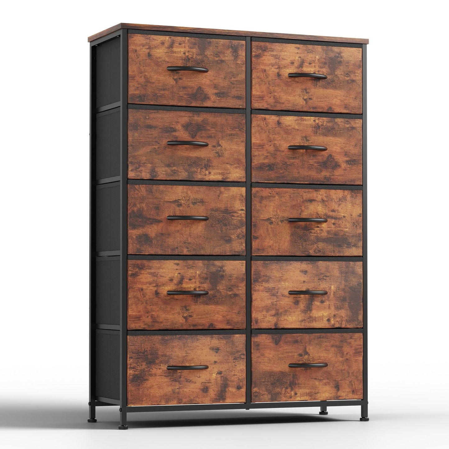 Bedside Table For Bedroom With 10 Fabric Drawers Storage Cabinet Steel Frame Closet For Clothes Storage Display Cabinet