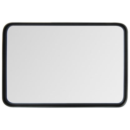 Rectangular wall mount bathroom mirror with black steel frame, smooth edges