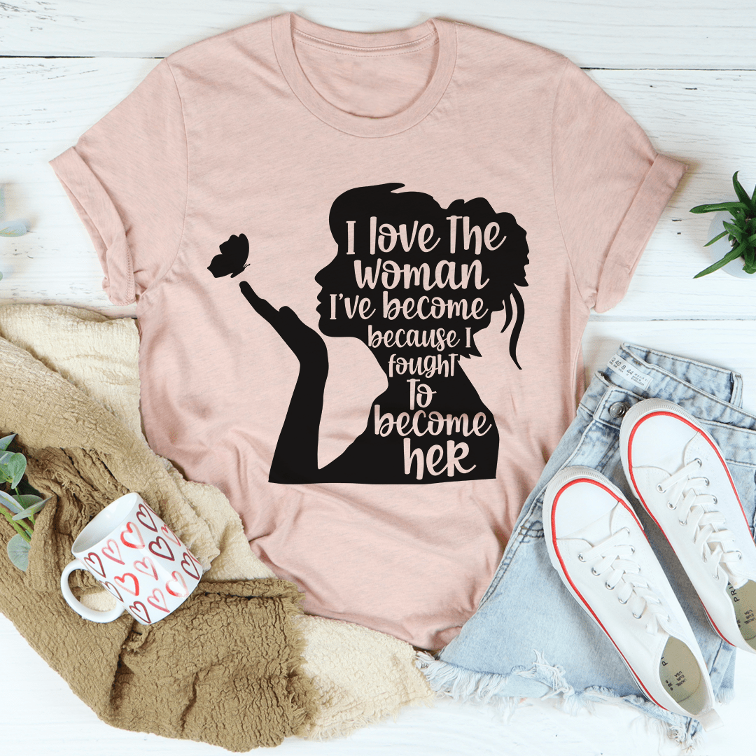 Mauve women's t-shirt with black woman silhouette and quote graphic on front