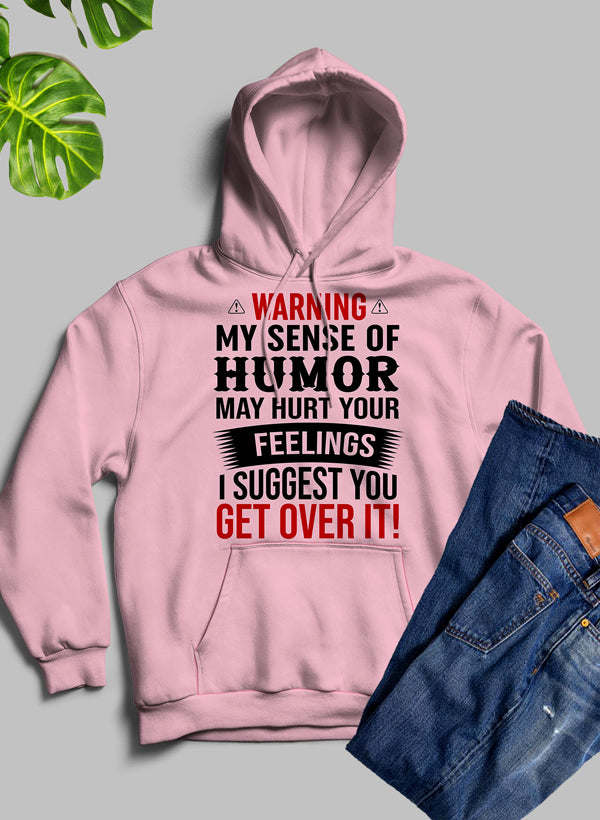 Pink pullover hoodie with front graphic text and kangaroo pocket, hooded sweatshirt.