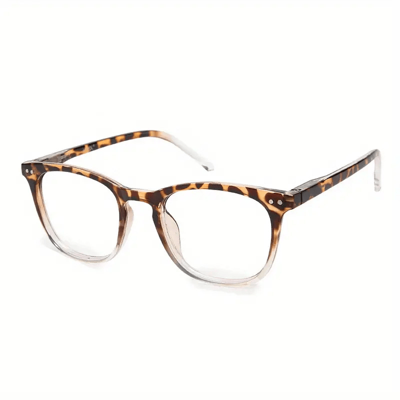Tortoiseshell round reading glasses with white-tone temples, side view
