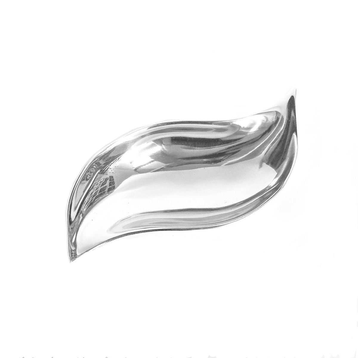Wavy snack nut bowl, reflective silver aluminum dish