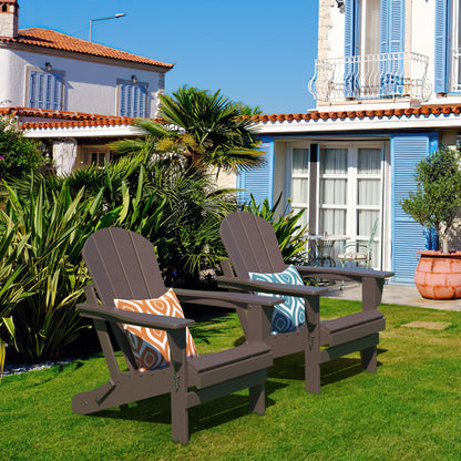 Folding adirondack chair in dark brown on outdoor lawn