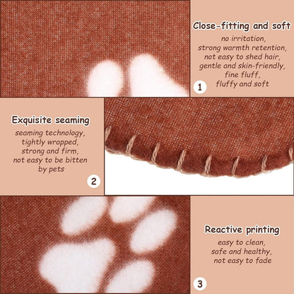10 Pieces Pet Blankets with Paw Print Dog Cat Fleece Blankets Soft Warm Sleep Mat Pad Bed Cover for Kitten Puppy and Other Small Animals, 24 x 28 Inch