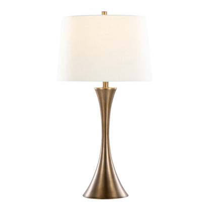 Lenuxe 29" Contemporary Metal Table Lamp in Matte Golden Bronze with Off-White Linen Shade from Grandview Gallery by - Set of 2
