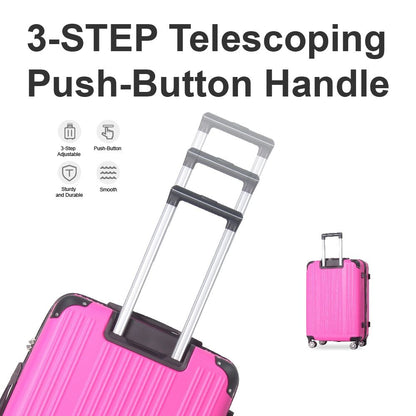 3-Piece Lightweight ABS Hardshell Luggage Set (20", 24", 26") in Honey Powder with Spinner Wheels, TSA Lock, and Adjustable Telescopic Handle - Durable Travel Suitcases