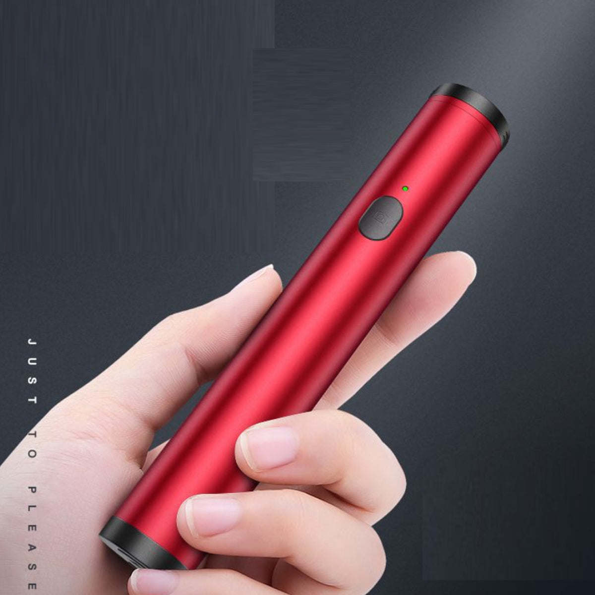 Mini selfie stick, ruby red aluminum body with a small button control