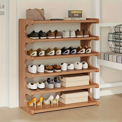 5/6-layer practical storage rack, shoe rack, space-saving design, multi-layer independent storage rack, wood grain finish, easy to assemble, self-supporting cubic shoe storage rack, storage rack, sui