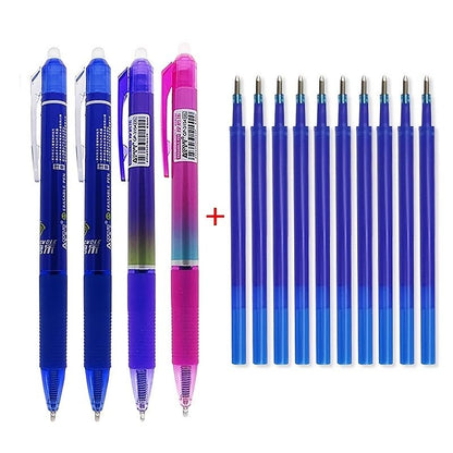 Large Capacity Ink,Erasable Pen 0.5mm Push Automatic Gel Pen Washable Handle Magic Erasable Refills Rods Longer Writing School