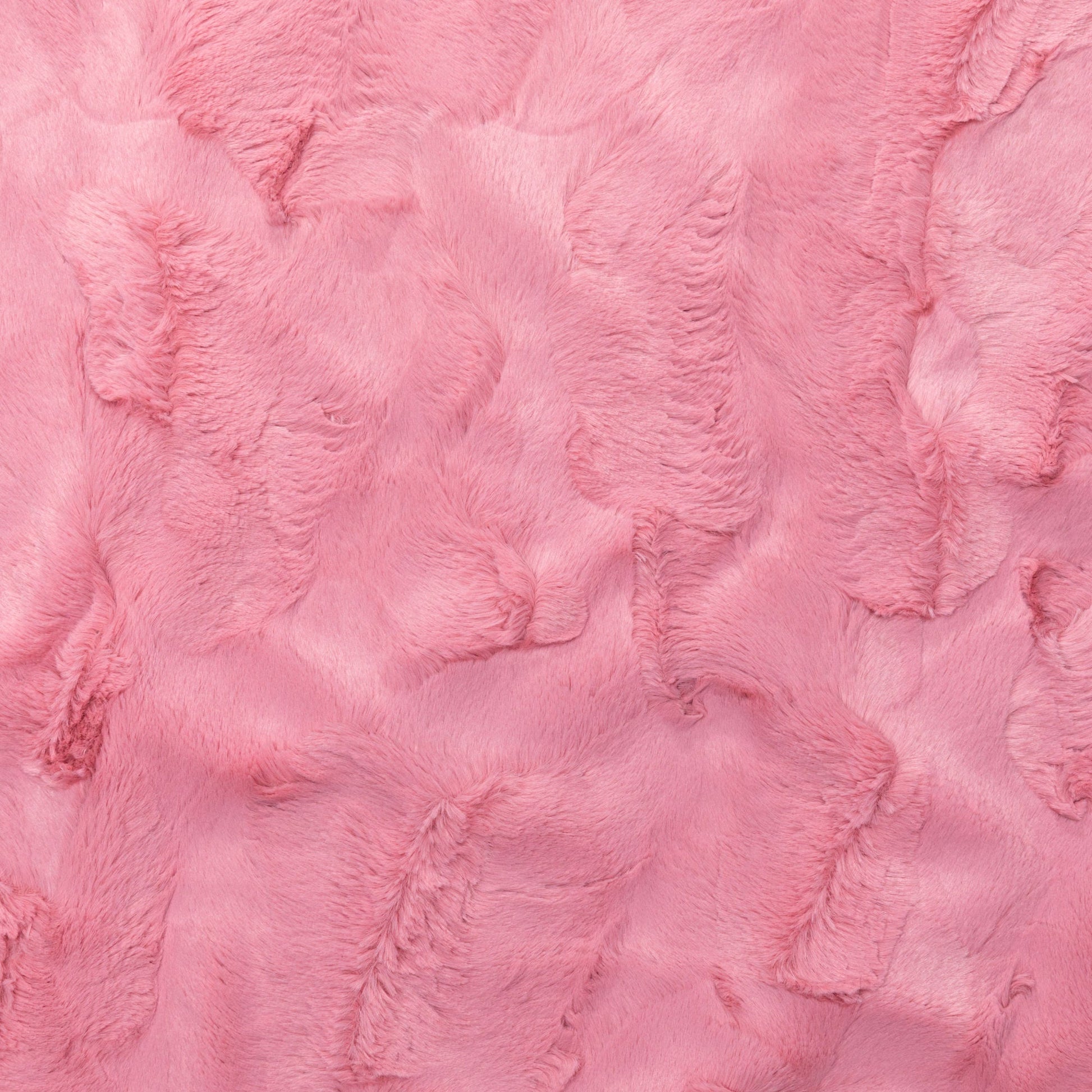 Rose Quartz faux fur fabric texture detail with plush, sculpted surface.