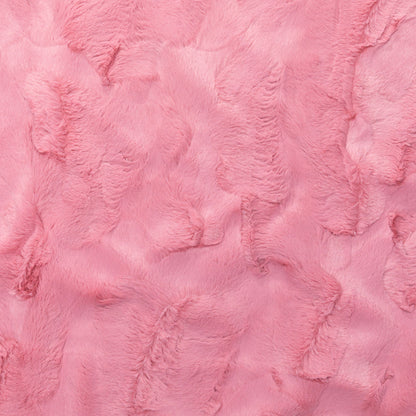 Rose Quartz faux fur fabric texture detail with plush, sculpted surface.