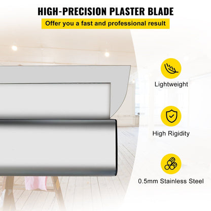 VEVOR Skimming Blade Set,10"+24"+32" Blades + 35"-78" Extension Handle, European Stainless Steel Construction Knife, Aluminum Blade Profile Smoothing Knockdown Spatula for Gyprock/Drywall/Wall-Board