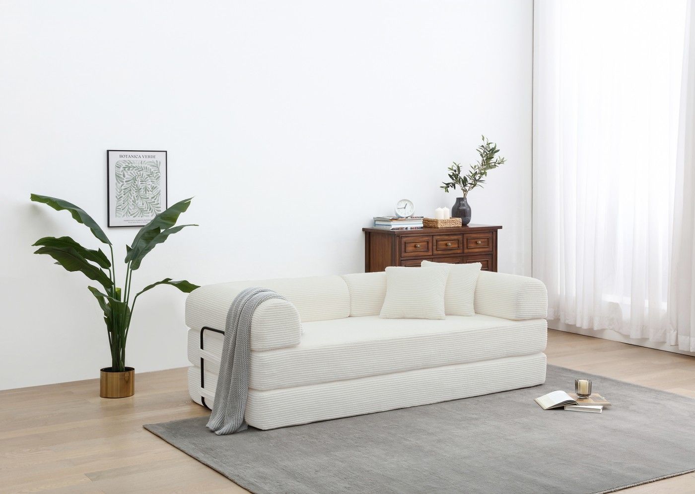 Foldable Sofa Bed, 77.9'' Folding Floor Couch, Compressed Convertable Sleeper Sofa, Memory Foam Couch with Pillow Back Support Armrest, 4-in-1 Futon Sofa Bed for Living Room, Army green