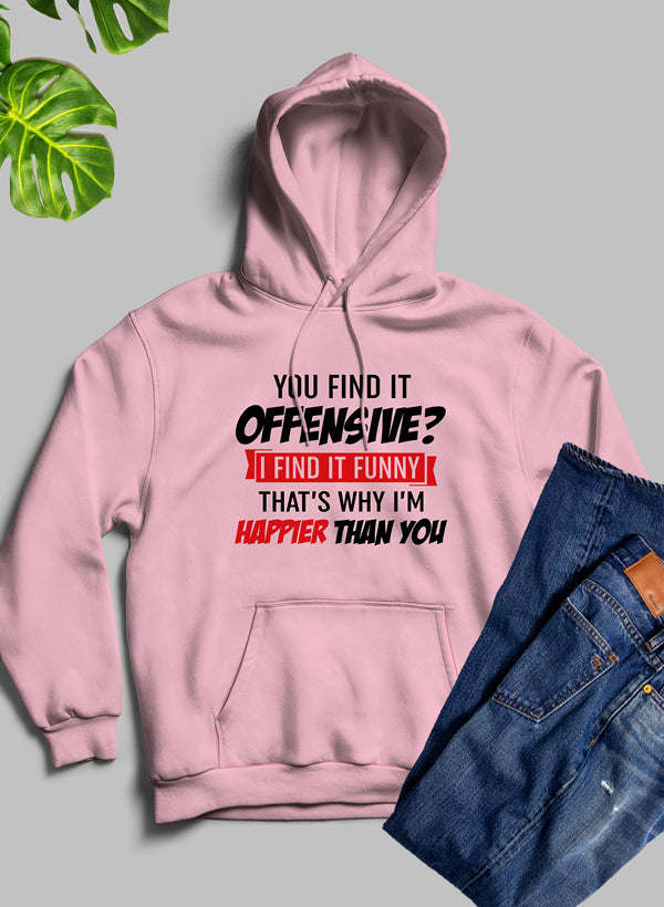 Light pink pullover hoodie with printed front text graphic and kangaroo pocket, hooded neck