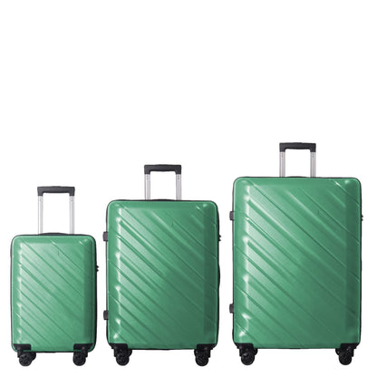 3-Piece Luggage Sets (20", 24", 28"), Suitcase with Wheels, Hardside Suitcase With Four Spinner Wheels and Scratch-Resistant Surface, Green