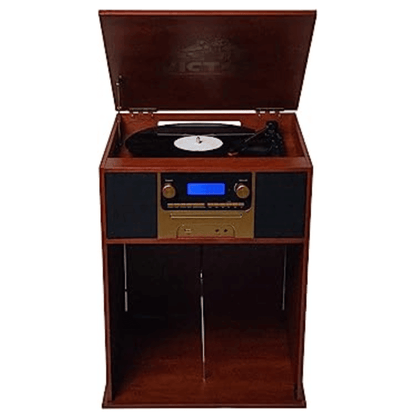 Victor Boyleston 7-in-1 3-Speed Turntable Music Center with Album Storage