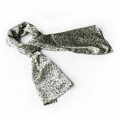 Ivory leopard-print silk scarf with soft drape, small size