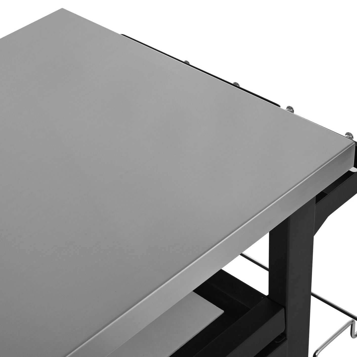 K&K 39.5" Outdoor Grill Cart with Storage Cabinet, Outdoor Bar Cart Pizza Oven Table with Wheels, Stainless Steel Top, Outdoor Kitchen Island with Spice & Paper Rack for BBQ, Waterproof Cover Included