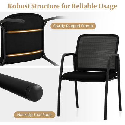 Waiting Room Chair Set of 2 Office Guest Chairs with Ergonomic Mesh Backrest