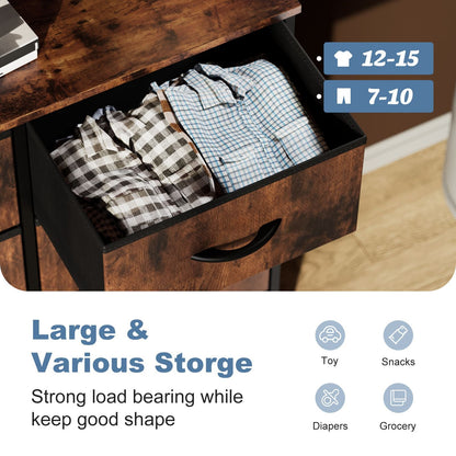 Dresser for Bedroom with 8 Drawers Tall Dresser & Chest of Drawers Fabric Dresser with Wood Top and Sturdy Steel Frame