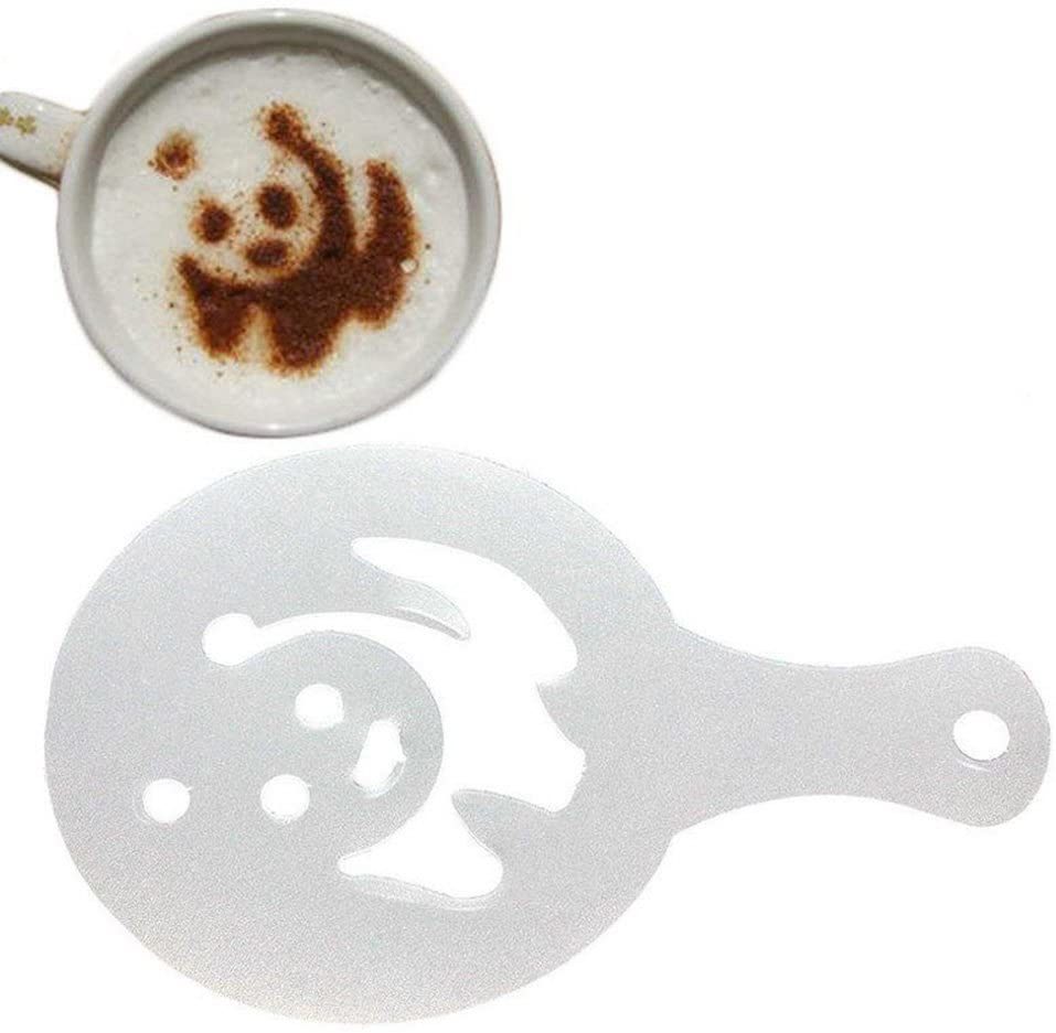 White plastic coffee stencil with animal-face pattern for cappuccino art