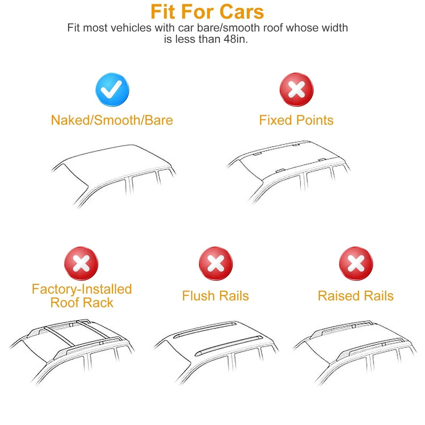 47.24in Universal Top Roof Rack Cross Bar Cargo Carrier Aluminum Crossbar Rack with 165LBS Capacity Fit for Most Vehicle Wagon Car Without Roof Side Rail