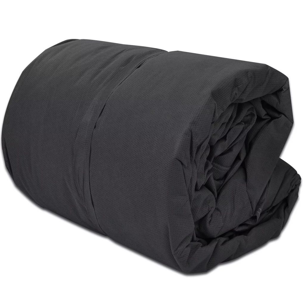 Gray caravan cover fabric roll with layered folds