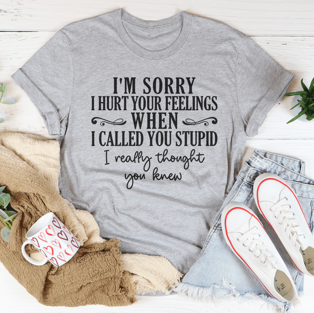 Heather gray T-shirt with front quote graphic, crew neck, short sleeves