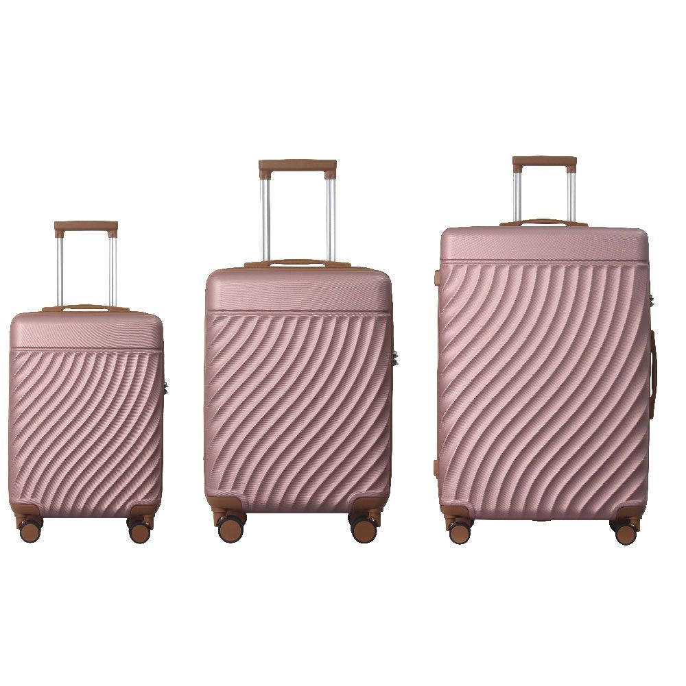 Luggage Sets ABS Hardshell 3pcs Luggage, Lightweight Durable Suitcase sets Spinner Wheels Suitcase with TSA Lock 20''24''28'' Available(Rose Gold )
