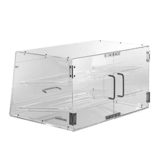 VEVOR Pastry Display Case, 2-Tier Commercial Countertop Bakery Display Case, Acrylic Display Box with Rear Door Access & Removable Shelves, Keep Fresh for Donut Bagels Cake Cookie, 20.7"x13.2"x11.9"