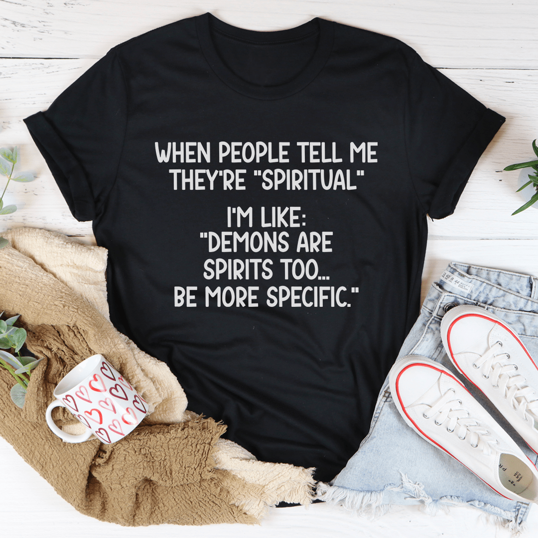 Black crew-neck graphic T-shirt with white motivational slogan