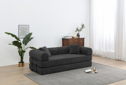 Foldable Sofa Bed, 77.9'' Folding Floor Couch, Compressed Convertable Sleeper Sofa, Memory Foam Couch with Pillow Back Support Armrest, 4-in-1 Futon Sofa Bed for Living Room, Army green