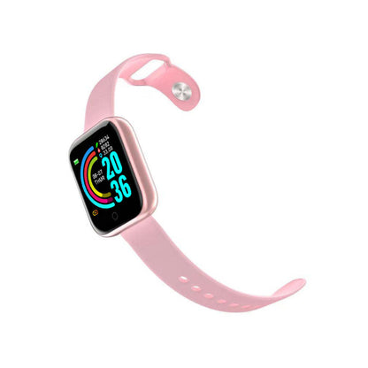 Activa smart watch with pink silicone strap and colorful ring display