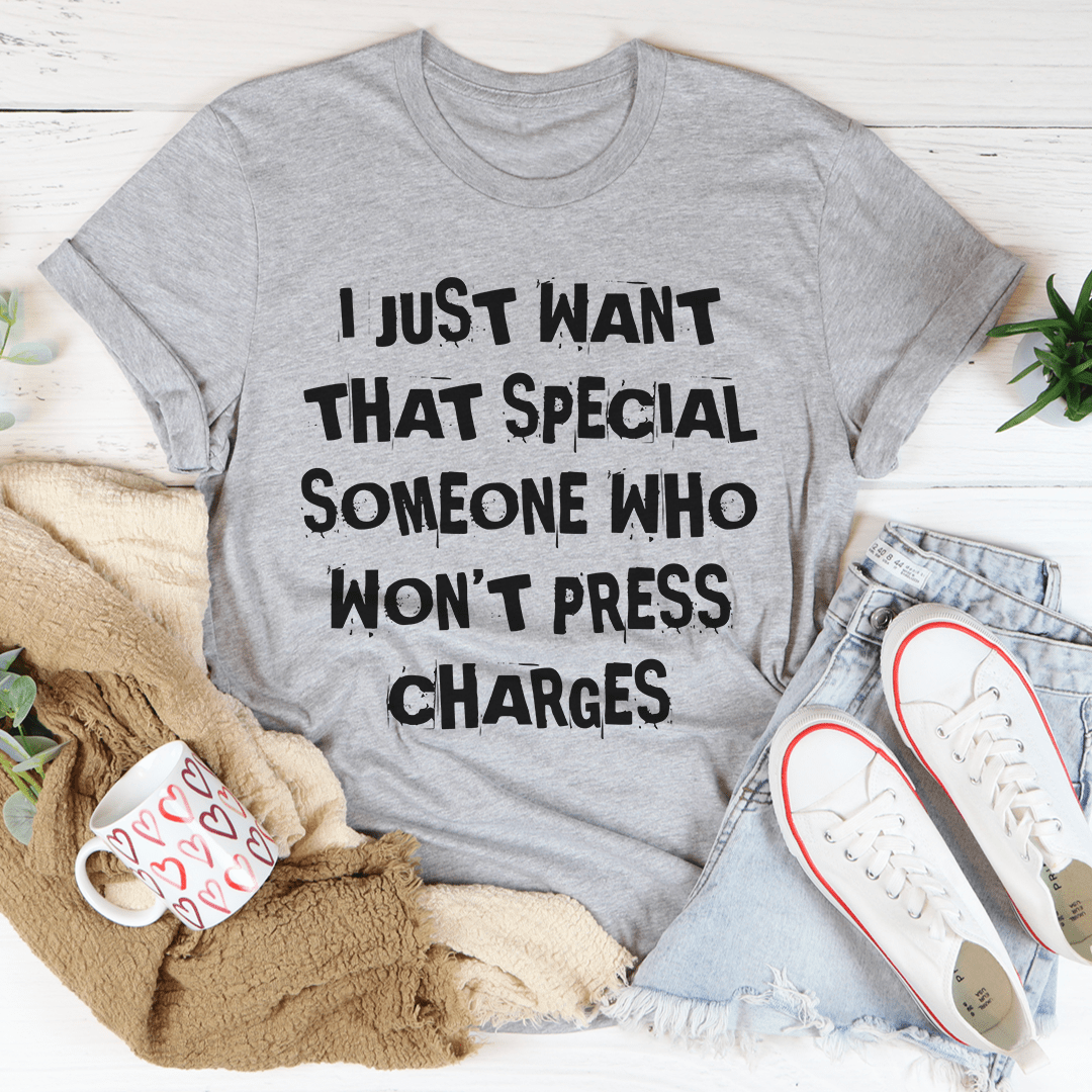Athletic heather gray short-sleeve T-shirt with crew neck and quote graphic front