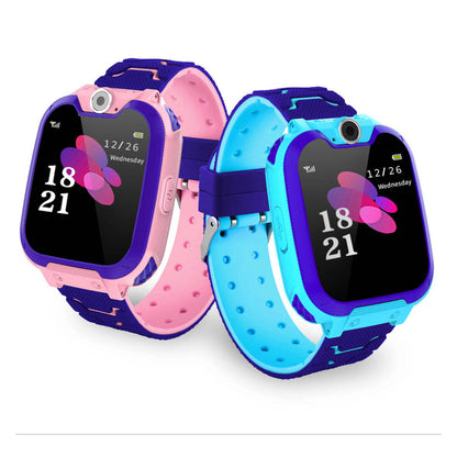 Kids smart watch pair with pink and blue silicone bands