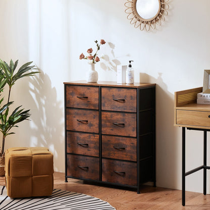 Dresser for Bedroom with 8 Drawers Tall Dresser & Chest of Drawers Fabric Dresser with Wood Top and Sturdy Steel Frame