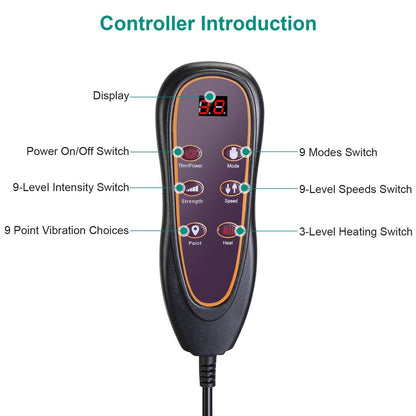 Full Body Electric Massage Mat with Heat Vibration Massage Pad Cushion Back Massage Mattress Chair Pad with Neck Massage Pillow with 10 Vibration Moto