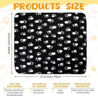 10 Pieces Pet Blankets with Paw Print Dog Cat Fleece Blankets Soft Warm Sleep Mat Pad Bed Cover for Kitten Puppy and Other Small Animals, 24 x 28 Inch
