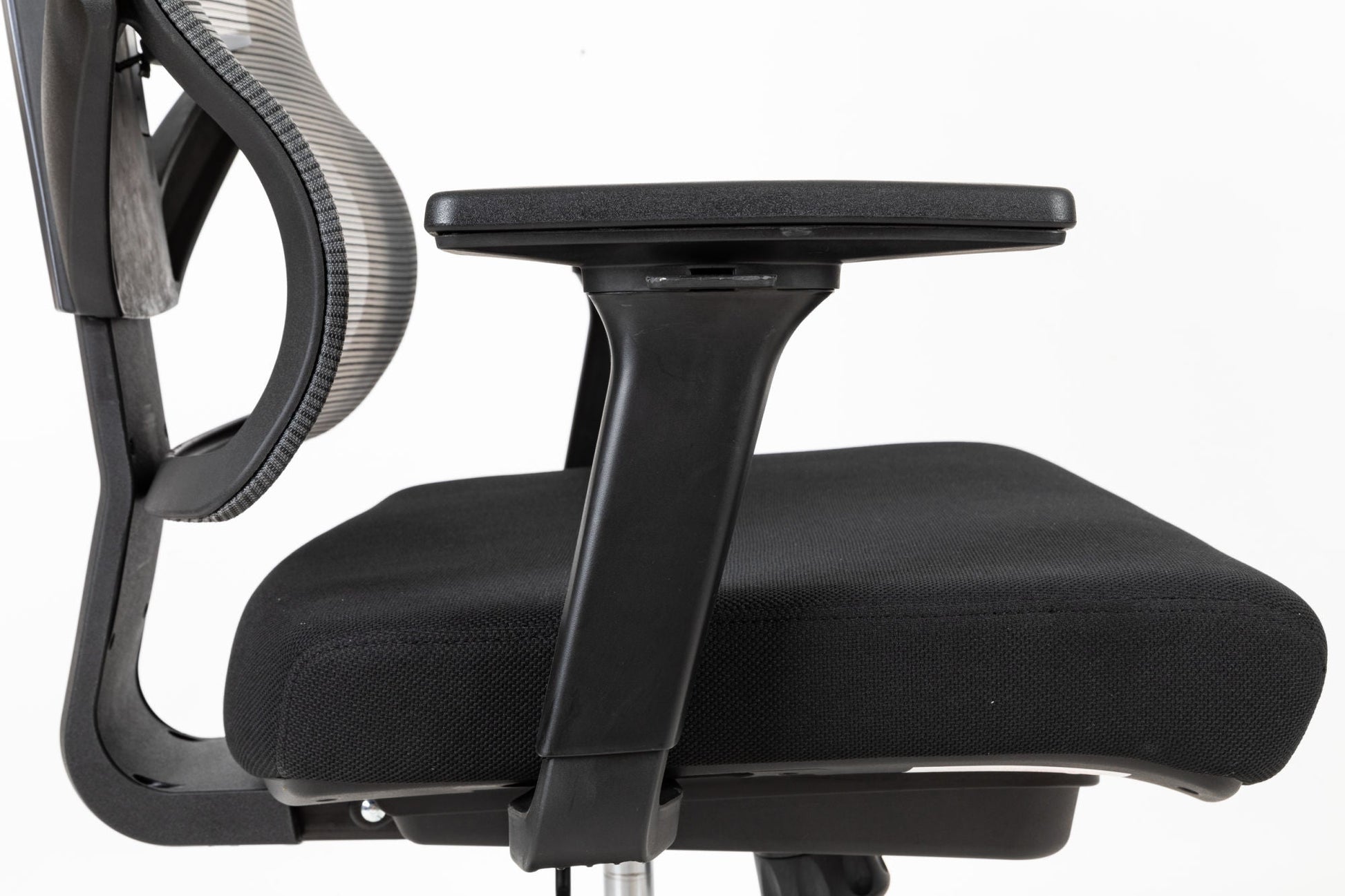 High back office chair with headrest, armrests, and padded seat cushion