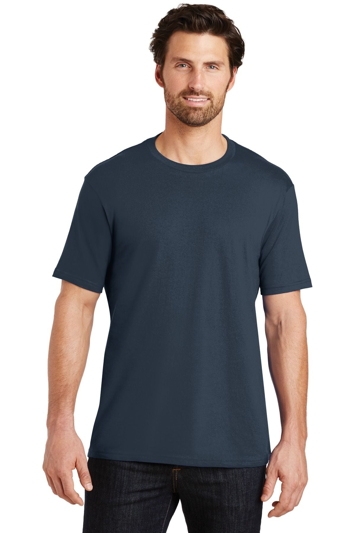 Men's crew-neck weight tee, deep navy blue