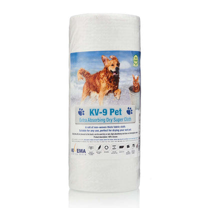 White roll of absorbent pet dry cloth wipes front view