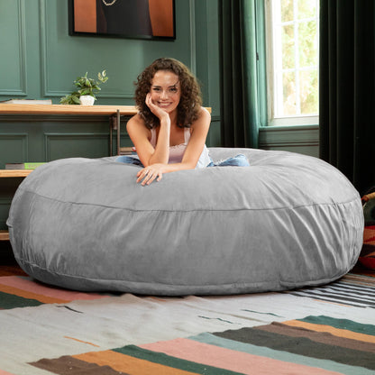 Large bean bag chair, gray cocoon lounger with wide seat for adults